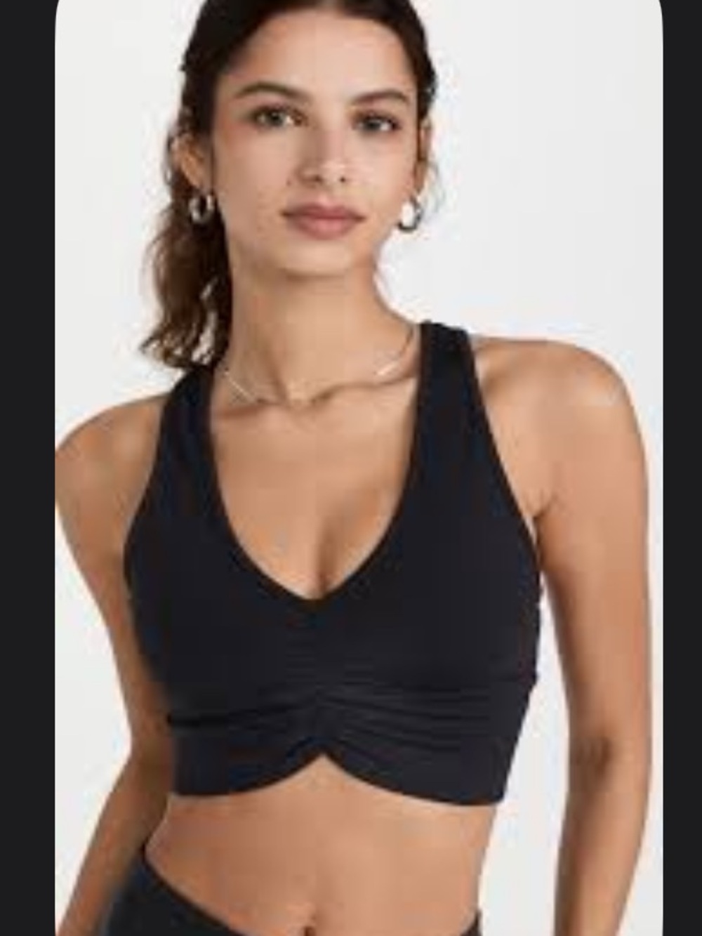 ALO Yoga Black Wild Thing Ruched V-Neck Crop Sports Bra - Picture 5 of 5
